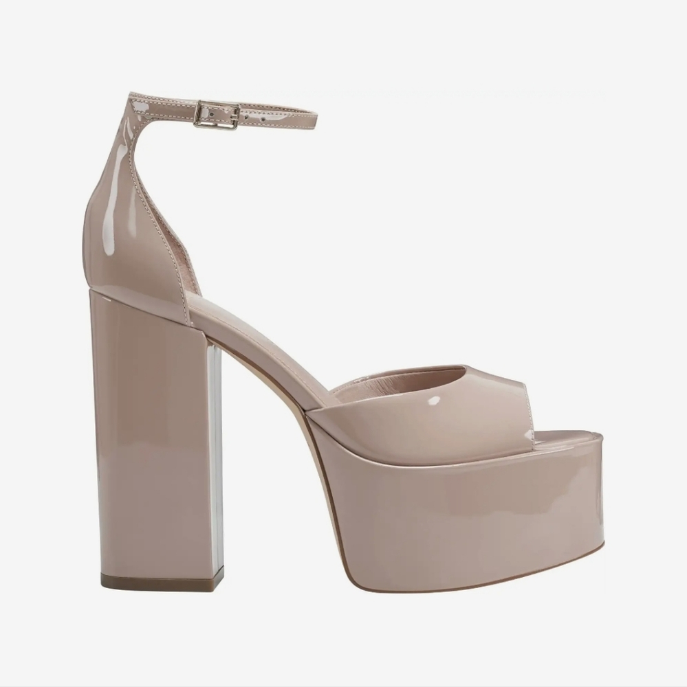 Marc Fisher Della Ankle Strap Platform Sandal Heels Light Pink